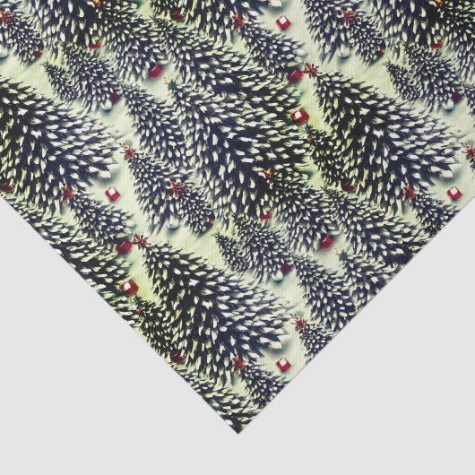 Een bos met sneeuw bedekte kerstbomen tissuepapier (Detail)