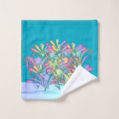 Een bos pastelbloemen azuurblauw bad handdoek (Wasdoekje)