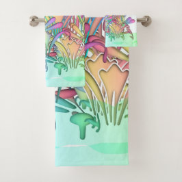 Een bos pastelbloemen bad handdoek