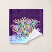 Een bos pastelbloemen Paarse Bad Handdoek (Wasdoekje)