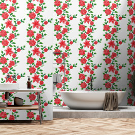 Een bos rode bloemen op een witte achtergrond behang
