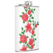 Een bos rode bloemen op een witte achtergrond heupfles (Rechts)