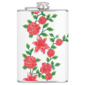 Een bos rode bloemen op een witte achtergrond heupfles (Voorkant)