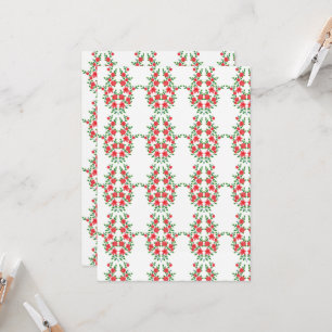 Een bos rode bloemen op een witte achtergrond kaart