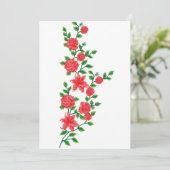 Een bos rode bloemen op een witte achtergrond kaart (Staand voorkant)
