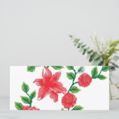 Een bos rode bloemen op een witte achtergrond menu (Staand voorkant)