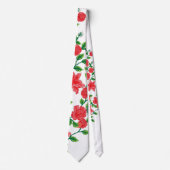 Een bos rode bloemen op een witte achtergrond stropdas (Voorkant)