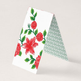 Een bos rode bloemen op een witte achtergrond visitekaartje