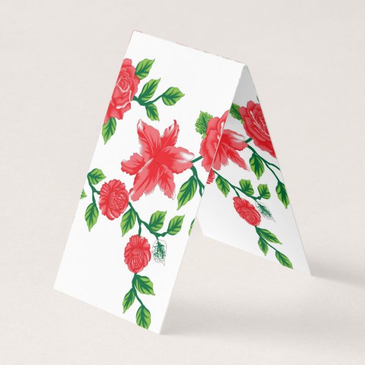 Een bos rode bloemen op een witte achtergrond visitekaartje (Voorkant)