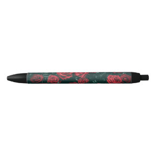 Een bos rode rozen zwarte inkt pen