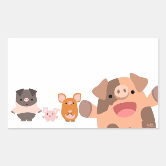Een bos van Leuke Cartoon Pigs Sticker (Voorkant)