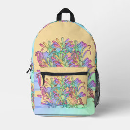 Een bos van pastelbloemen bloeien bedrukte rugzak