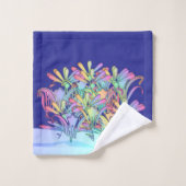 Een bos van pastelbloemen diep blauw bad handdoek (Wasdoekje)