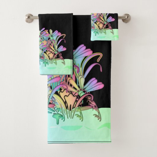Een bos van pastelbloemen zwart bad handdoek (Insitu)