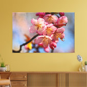 Een bos zachte Sakura-kersenbloesems in de lente Canvas Afdruk (Insitu (Woonkamer))