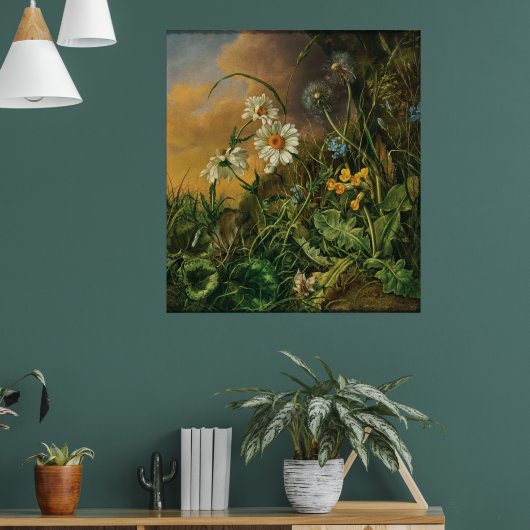 Een bosbodem met madeliefjes, primroses, ... poster (Woonkamer 1)