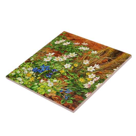 Een bosgrond met annemonen en Violet Tegeltje (Zijkant)