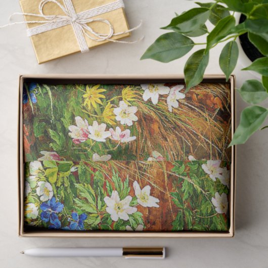 Een bosgrond met annemonen en Violet Tissuepapier (Geschenk)