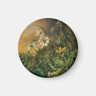 Een bosgrond met madeliefjes, sleutelbloemen, ... magneet