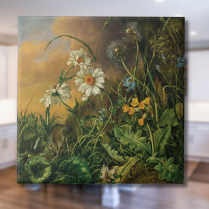 Een bosgrond met madeliefjes, sleutelbloemen, ... tegeltje