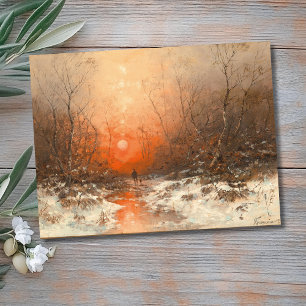 Een bospad met Hunter bij zonsondergang Briefkaart