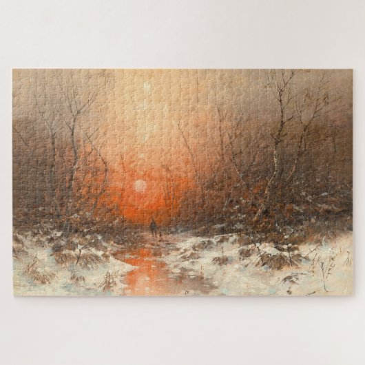 Een bospad met Hunter bij zonsondergang Legpuzzel (Horizontaal)