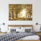 Een bospad met wandelaar in de herfst canvas afdruk (Insitu (Slaapkamer))