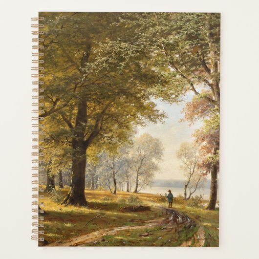 Een bospad met wandelaar in de herfst planner (Voorkant)