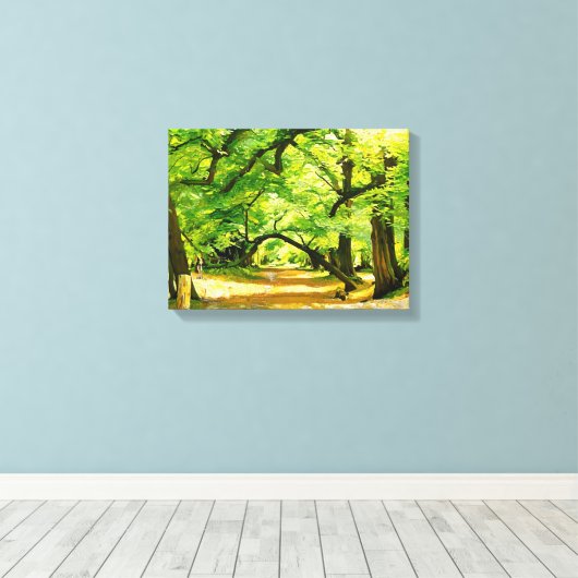 Een bospad, Robin Hood Forest Canvas Afdruk (Insitu (Houten vloer))