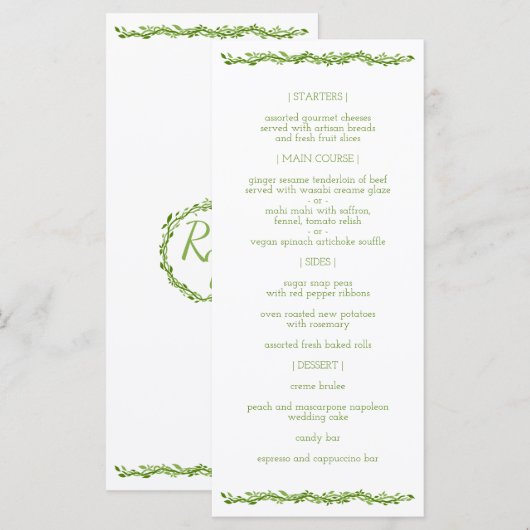 Een bosrijke elegantie | Huwelijkswijnreceptie Men Menu (Voorkant / Achterkant)