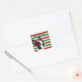 Een Boston Terrier Vrolijk Kerstfeest Vierkante Sticker (Envelop)