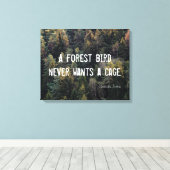 Een bosvogel wil nooit een kooi ontwerp canvas afdruk (Insitu (Houten vloer))