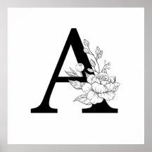 Een botanisch monogram. Letter-initiaal met pinda'