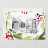 Een Botanische Kerstmis 2-fotofeestkaart Feestdagenkaart (Voorkant)