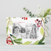 Een Botanische Kerstmis 2-fotofeestkaart Feestdagenkaart (Staand voorkant)