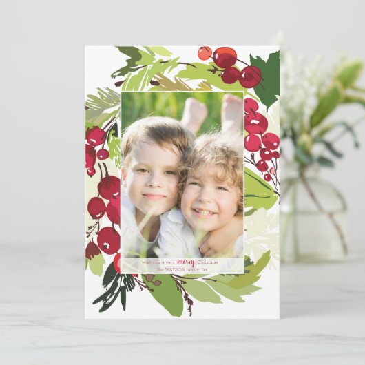 Een Botanische kerstvakantieflatkaart Kaart (Staand voorkant)