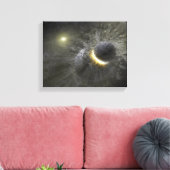 Een botsing tussen massieve objecten in de ruimte canvas afdruk (Insitu (Woonkamer))