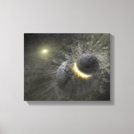 Een botsing tussen massieve objecten in de ruimte canvas afdruk (Voorkant)