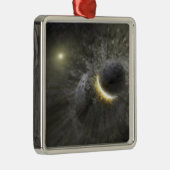 Een botsing tussen massieve objecten in de ruimte metalen ornament (Rechts)