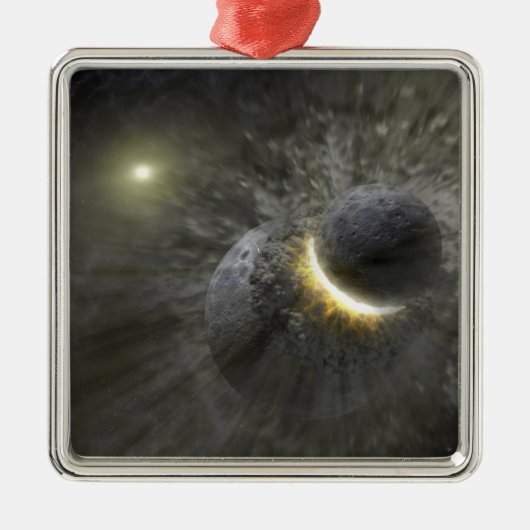 Een botsing tussen massieve objecten in de ruimte metalen ornament (Voorkant)