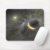 Een botsing tussen massieve objecten in de ruimte muismat (Met muis)