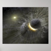 Een botsing tussen massieve objecten in de ruimte poster (Voorkant)