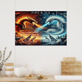 Een botsing van elementen: vuur en ijs poster (Keuken)