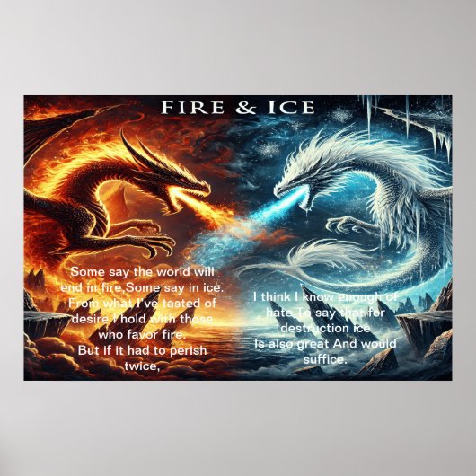 Een botsing van elementen: vuur en ijs poster (Voorkant)