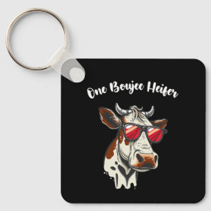 Een Boujee Vaars Grappige Koe Vintage Retro Sleutelhanger
