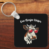 Een Boujee Vaars Grappige Koe Vintage Retro Sleutelhanger (Voorkant)