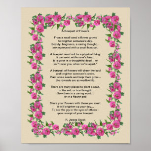 'Een Bouquet van Bloemen' gedicht op een poster va