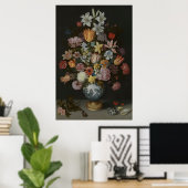 Een Bouquet van Bloemen in een vase  schilderij Poster (Thuiskantoor)