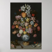 Een Bouquet van Bloemen in een vase  schilderij Poster (Voorkant)