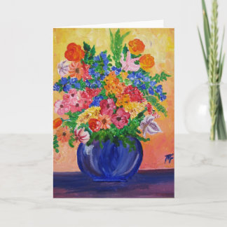 Een Bouquet van kleurrijk Wenskaart bloemen Bedankkaart
